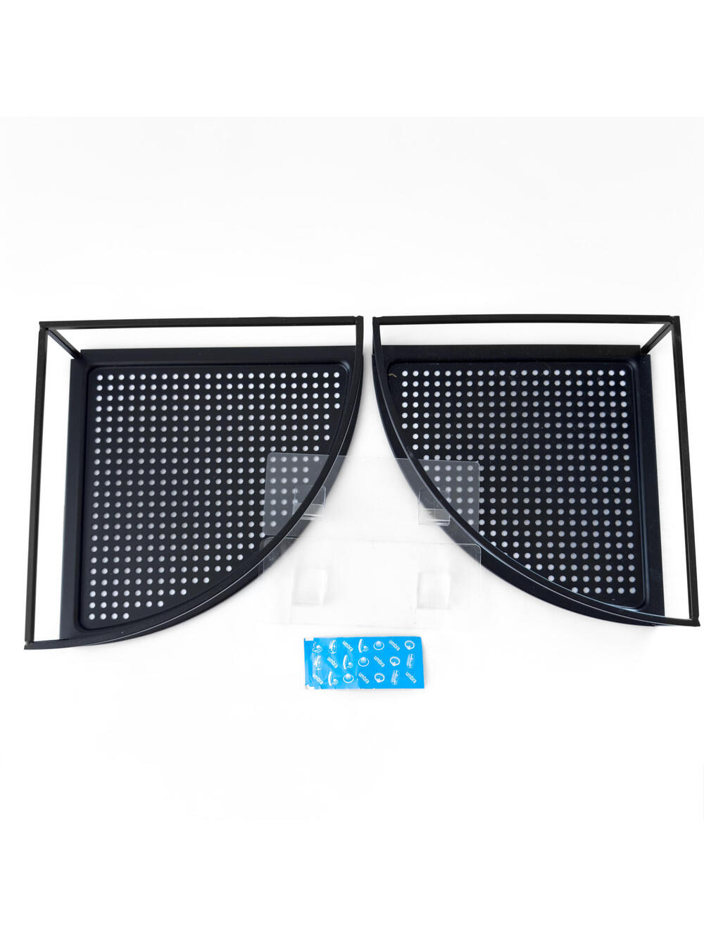 Umbra Cubiko Shower Corner Shelf - Black Metal Floating Shelves - Set of 2